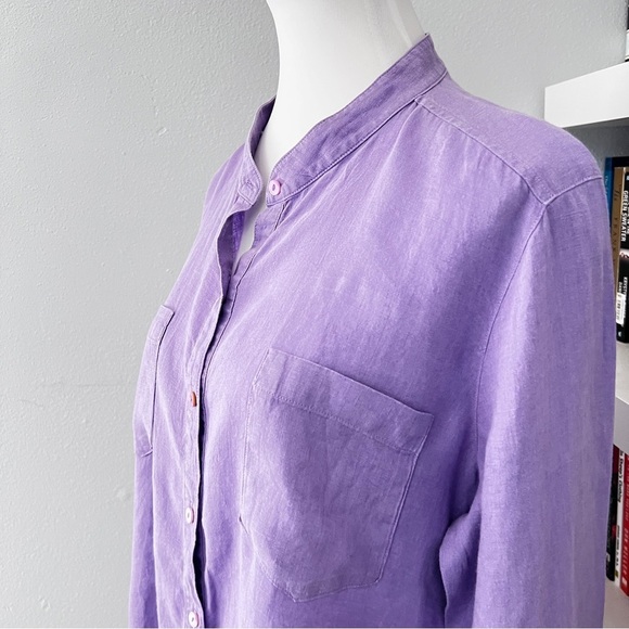 Eileen Fisher Lavender Irish Linen Button Down Tunic Sz Medium Runs Large - Picture 4 of 13